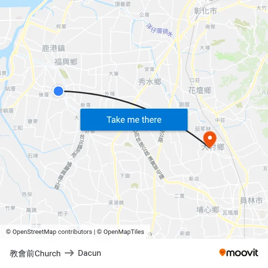 教會前Church to Dacun map