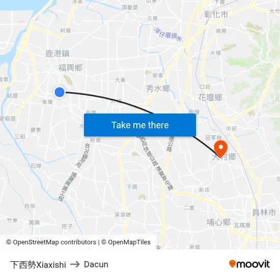 下西勢Xiaxishi to Dacun map