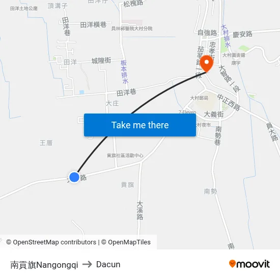 南貢旗Nangongqi to Dacun map