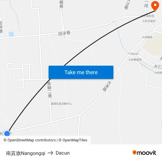 南貢旗Nangongqi to Dacun map