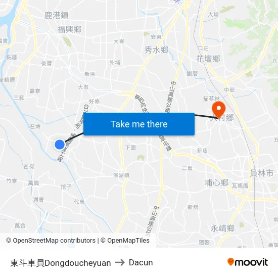 東斗車員Dongdoucheyuan to Dacun map