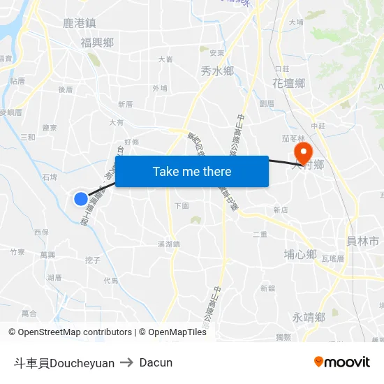 斗車員Doucheyuan to Dacun map