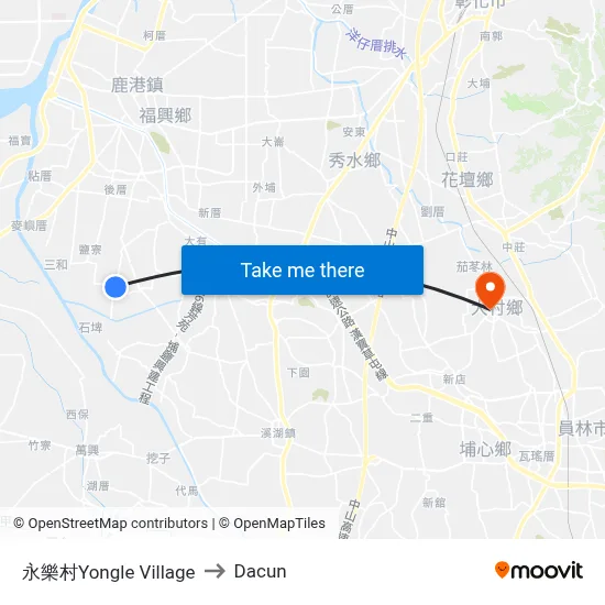 永樂村Yongle Village to Dacun map