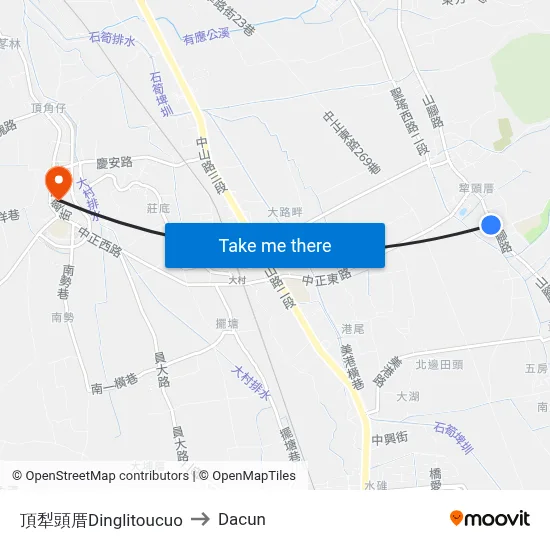 頂犁頭厝Dinglitoucuo to Dacun map
