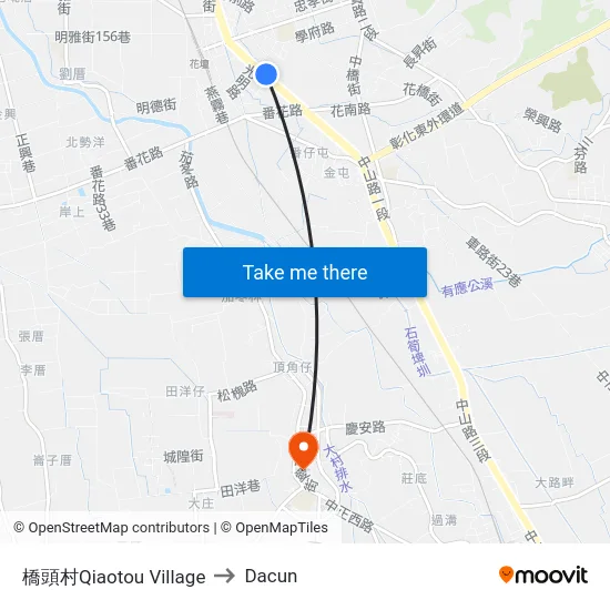 橋頭村Qiaotou Village to Dacun map