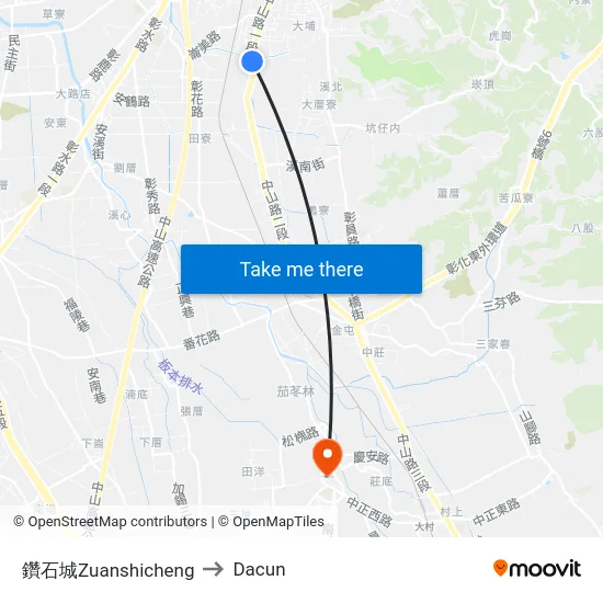 鑽石城Zuanshicheng to Dacun map