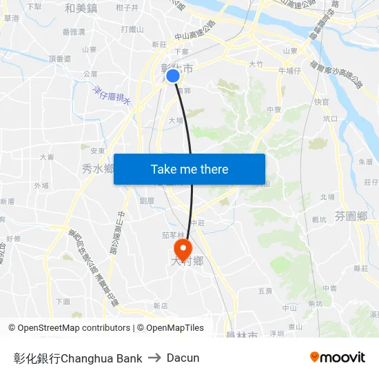 彰化銀行Changhua Bank to Dacun map