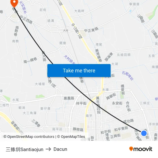 三條圳Santiaojun to Dacun map