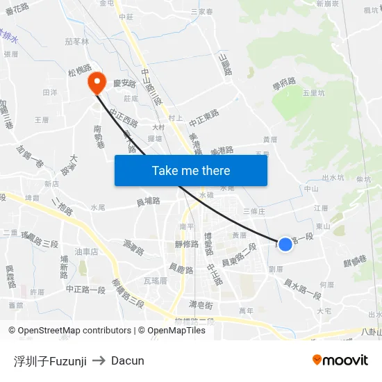 浮圳子Fuzunji to Dacun map