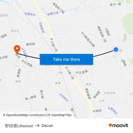 犁頭厝Litoucuo to Dacun map