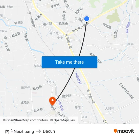 內庄Neizhuang to Dacun map