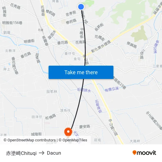 赤塗崎Chituqi to Dacun map