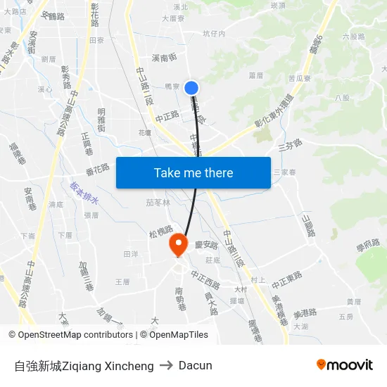 自強新城Ziqiang Xincheng to Dacun map