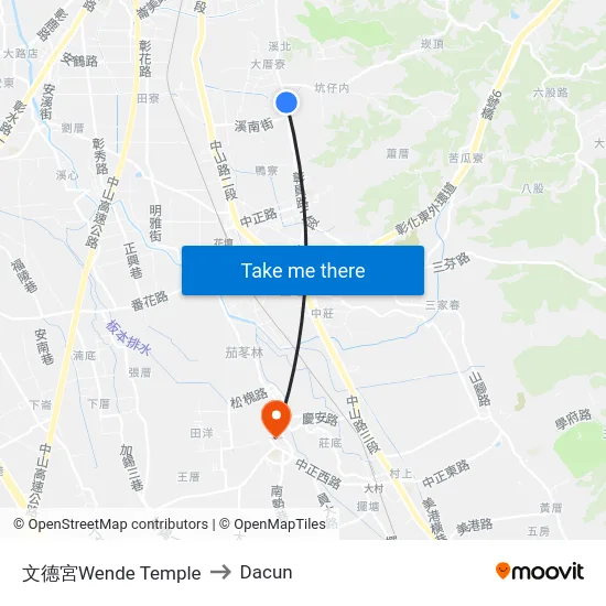 文德宮Wende Temple to Dacun map