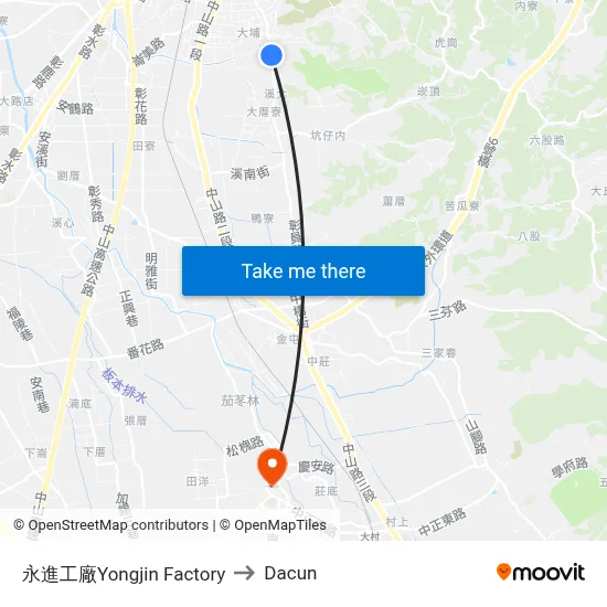 永進工廠Yongjin Factory to Dacun map