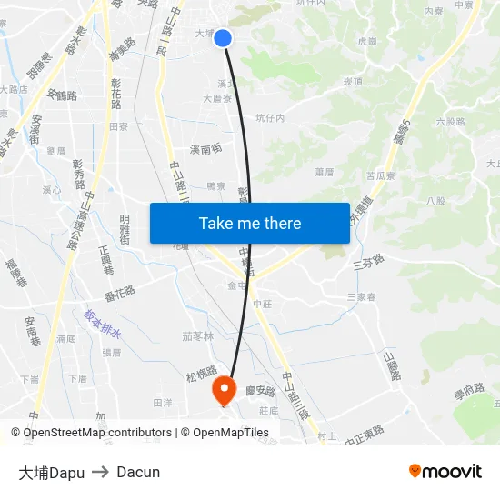 大埔Dapu to Dacun map