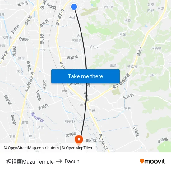 媽祖廟Mazu Temple to Dacun map