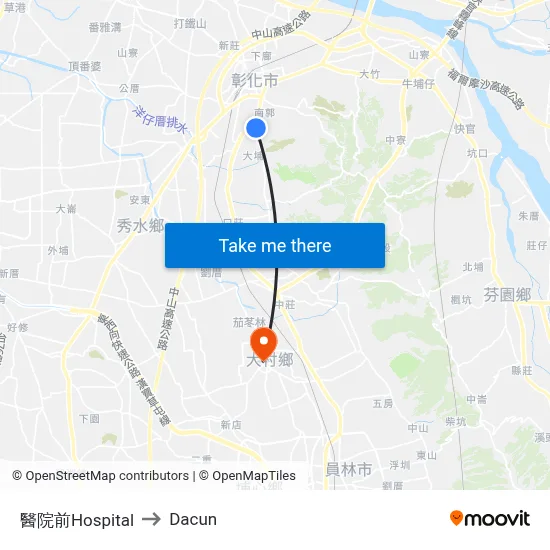 醫院前Hospital to Dacun map