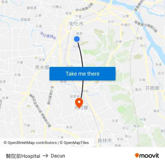 醫院前Hospital to Dacun map