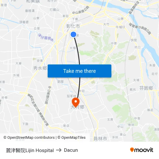 麗津醫院Lijin Hospital to Dacun map