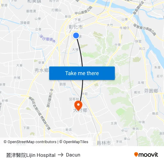 Lijin Hospital to Dacun map