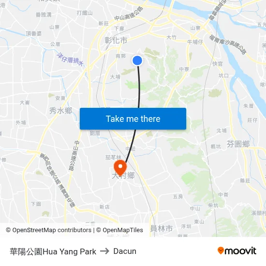 華陽公園Hua Yang Park to Dacun map