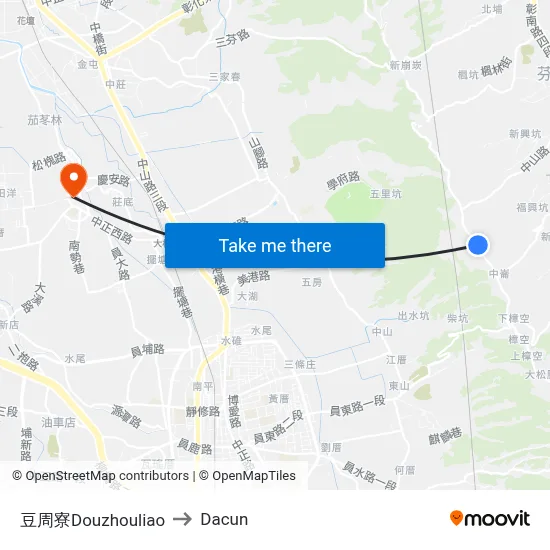 Douzhouliao to Dacun map