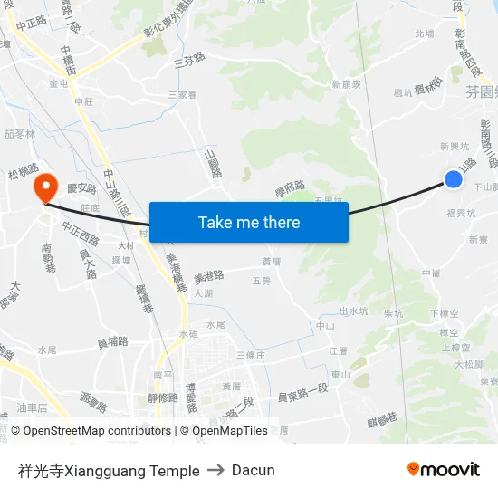 祥光寺Xiangguang Temple to Dacun map