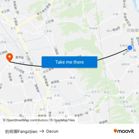 枋樹腳Fangzijiao to Dacun map