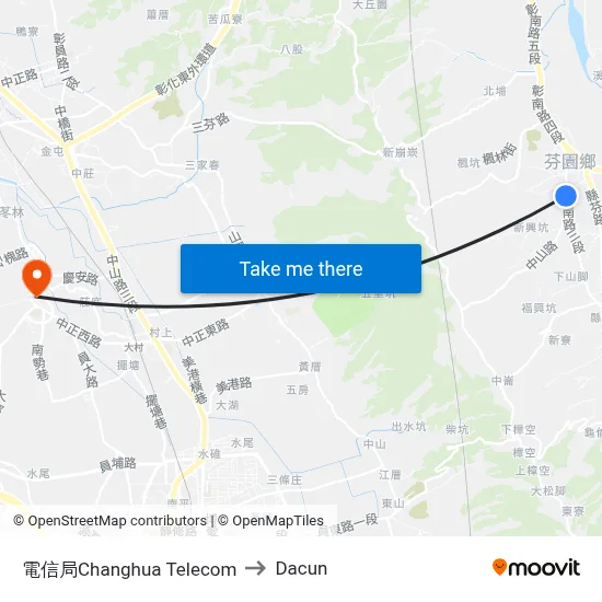 電信局Changhua Telecom to Dacun map