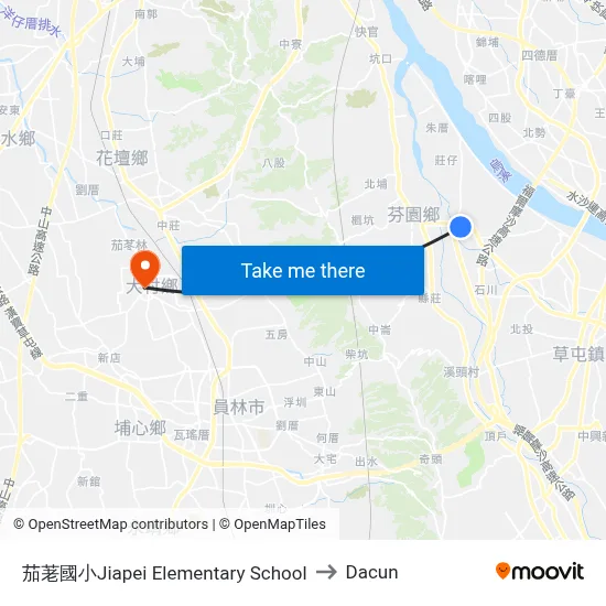 茄荖國小Jiapei Elementary School to Dacun map