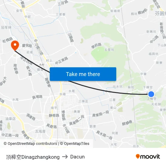 頂樟空Dinagzhangkong to Dacun map