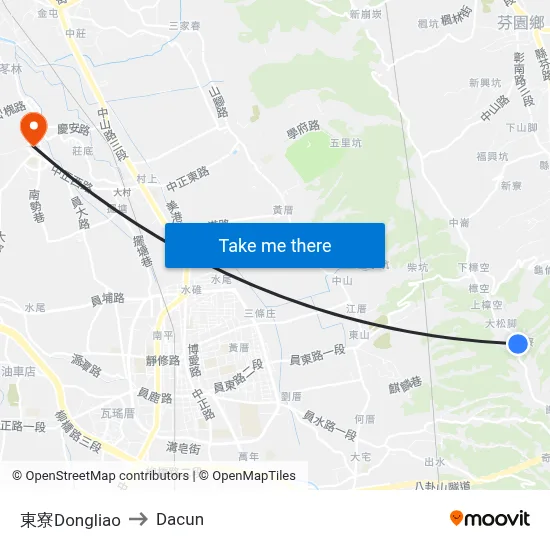 東寮Dongliao to Dacun map