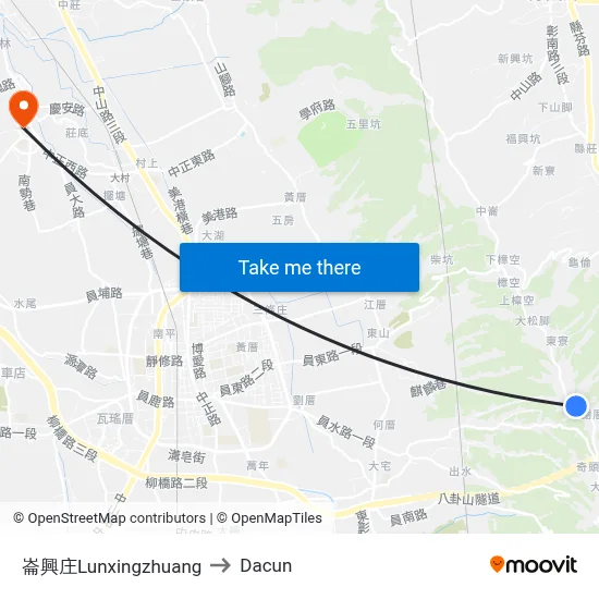 崙興庄Lunxingzhuang to Dacun map