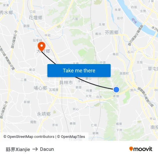 縣界Xianjie to Dacun map