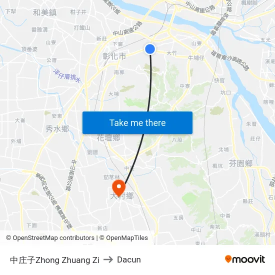 中庄子Zhong Zhuang Zi to Dacun map