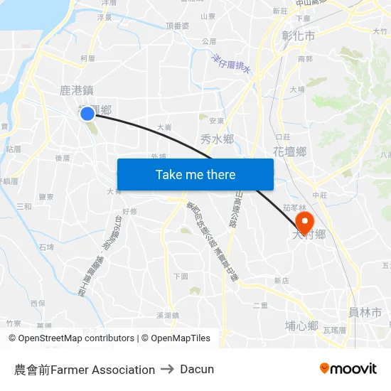 農會前Farmer Association to Dacun map