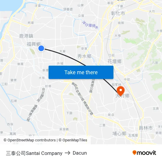 三泰公司Santai Company to Dacun map