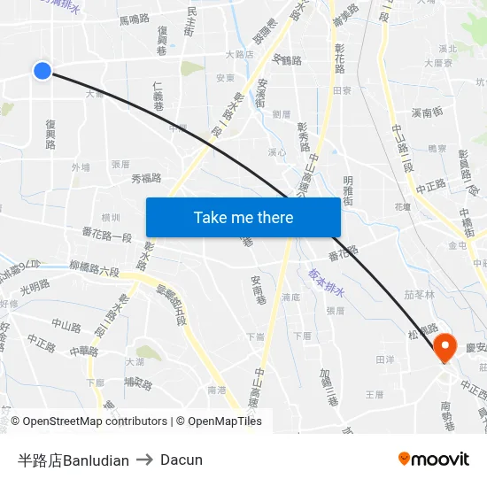半路店Banludian to Dacun map