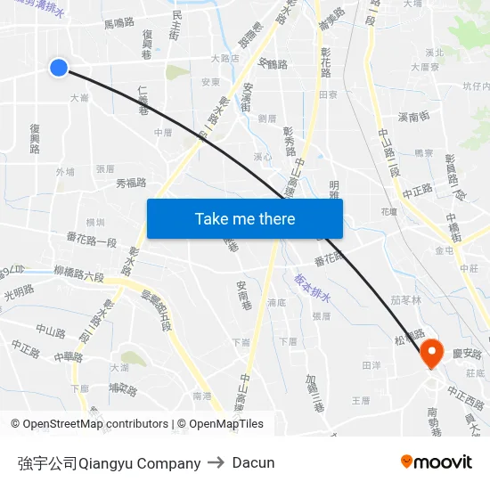 Qiangyu Company to Dacun map