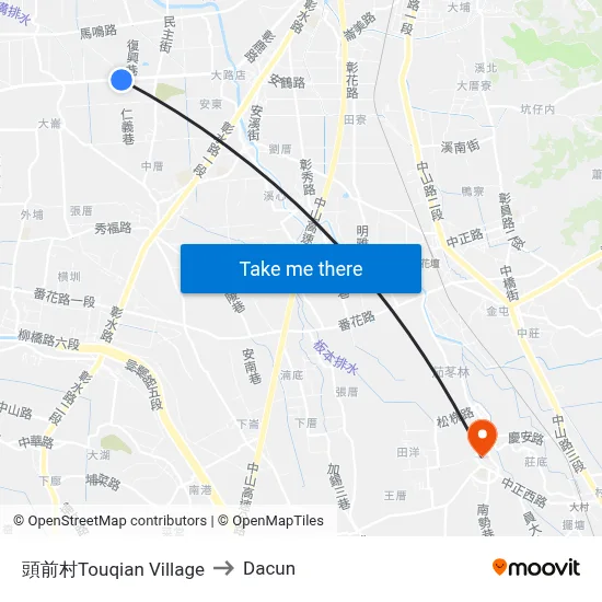 頭前村Touqian Village to Dacun map