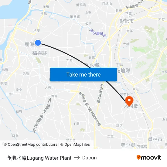鹿港水廠Lugang Water Plant to Dacun map