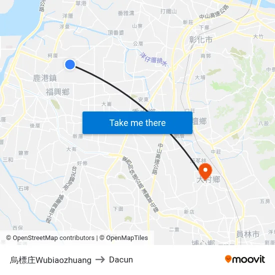 烏標庄Wubiaozhuang to Dacun map