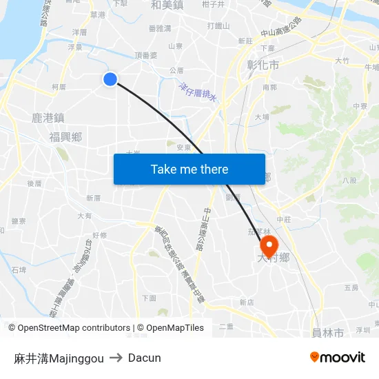 麻井溝Majinggou to Dacun map