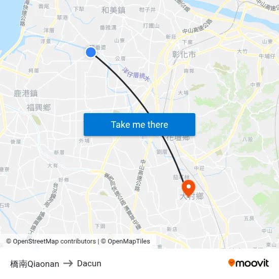 橋南Qiaonan to Dacun map