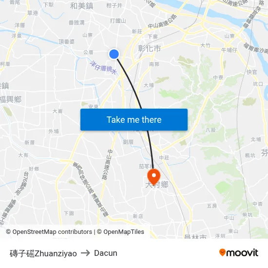 磚子磘Zhuanziyao to Dacun map