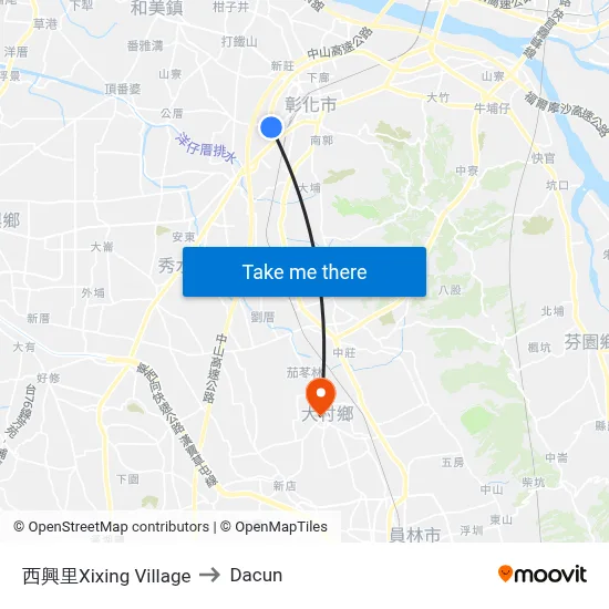西興里Xixing Village to Dacun map