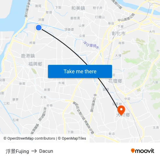 浮景Fujing to Dacun map