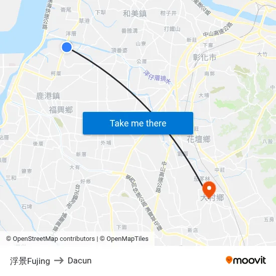 浮景Fujing to Dacun map