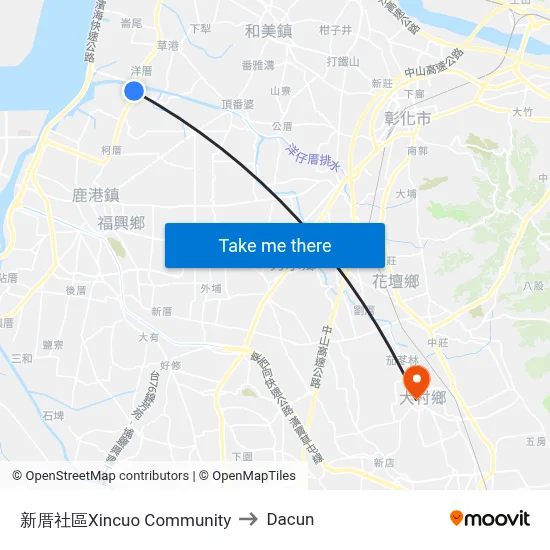 新厝社區Xincuo Community to Dacun map